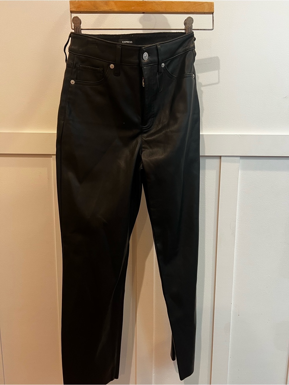 Express Black Faux Leather High-Rise Pants